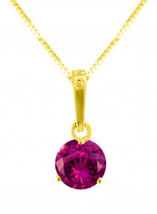 18 Karat Solid Yellow Gold Zircon Pendant Necklace