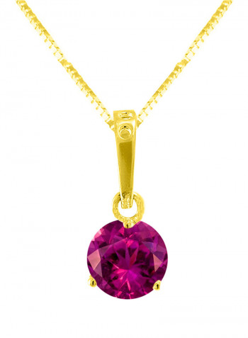 18 Karat Solid Yellow Gold Zircon Pendant Necklace