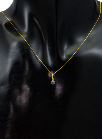 18 Karat Solid Yellow Gold Zircon Pendant Necklace
