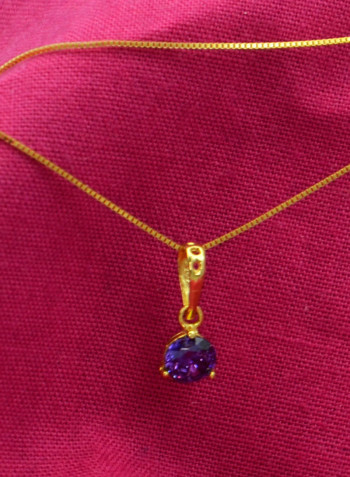 18 Karat Solid Yellow Gold Zircon Pendant Necklace