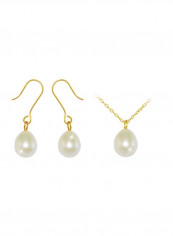 3-Piece 18 Karat Gold Pearl Pendant Jewellery Set