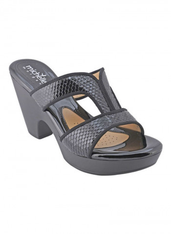 High Heel Wedge Sandals Black