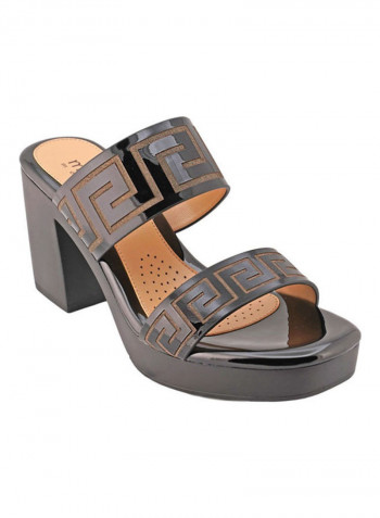 High Heel Wedge Sandals Black