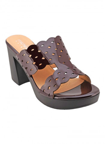 High Heel Wedge Sandals Brown