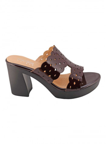 High Heel Wedge Sandals Brown