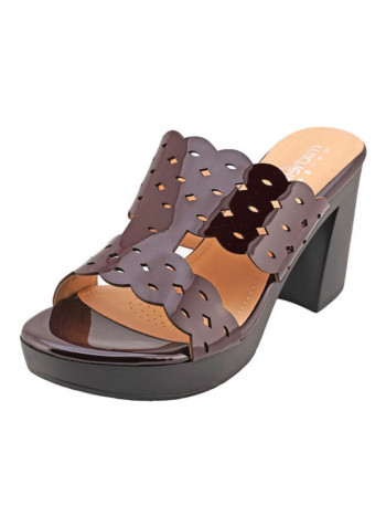 High Heel Wedge Sandals Brown
