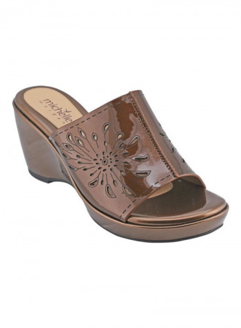 High Heel Wedge Sandals Brown