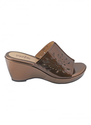 High Heel Wedge Sandals Brown