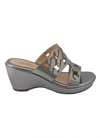 High Heel Wedge Sandals Grey