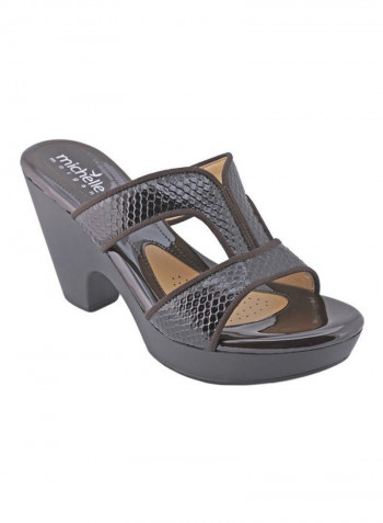 High Heel Wedge Sandals Black/Brown