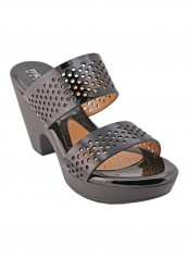 High Heel Wedge Sandals أسود