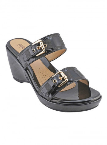 High Heel Wedge Sandals Black