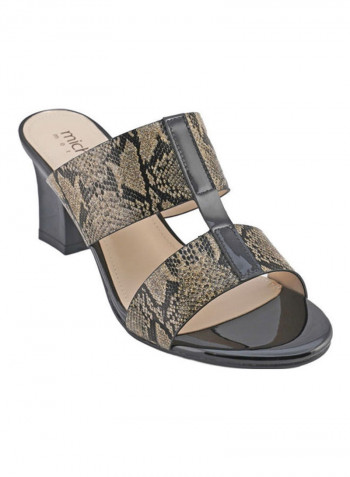 High Heel Wedge Sandals Gold/Black