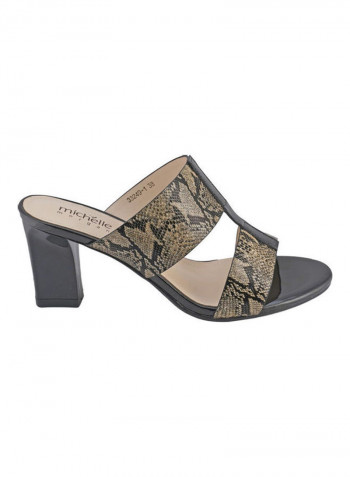High Heel Wedge Sandals Gold/Black