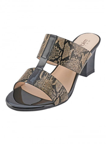 High Heel Wedge Sandals Gold/Black