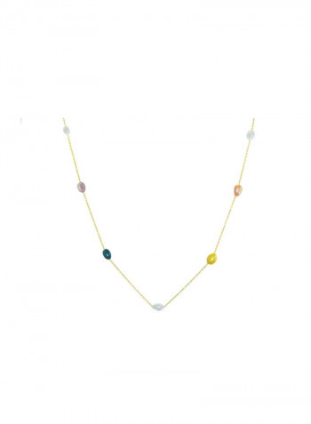 18K Gold Multicolored Pearls Opera Necklace
