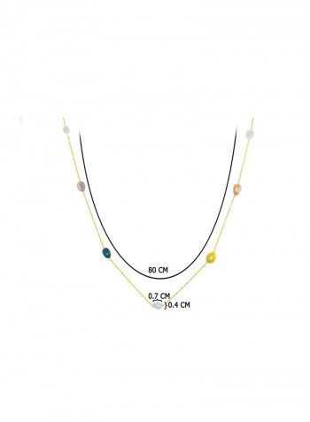 18K Gold Multicolored Pearls Opera Necklace