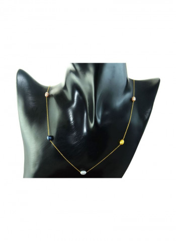 18K Gold Multicolored Pearls Opera Necklace
