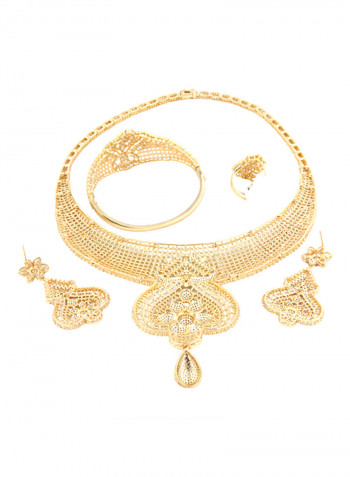 5 Piece Gold Plated Jali Design Necklace Set