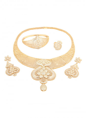 5 Piece Gold Plated Jali Design Necklace Set