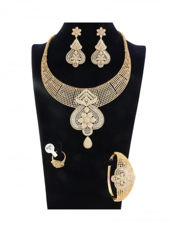5 Piece Gold Plated Jali Design Necklace Set