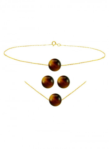 10 Karat Gold Tiger Eye Jewellery Set