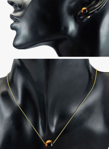 10 Karat Gold Tiger Eye Jewellery Set