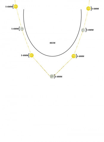 18 Karat Solid Yellow Gold With 5-6 mm Pearls And Crystal Balls Chain Necklace