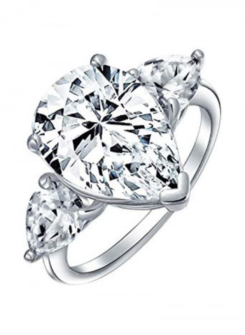 925 Sterling Silver Cubic Zirconia Studded Engagement Ring