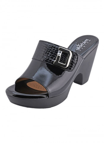 High Heel Wedge Sandals Black