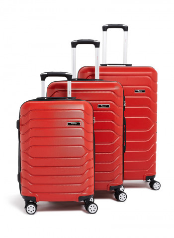 Tidal Hardside 3 Piece Luggage Trolley Set Red