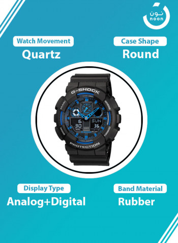 Men's Water Resistant Rubber Analog/Digital Watch GA-100-1A2DR