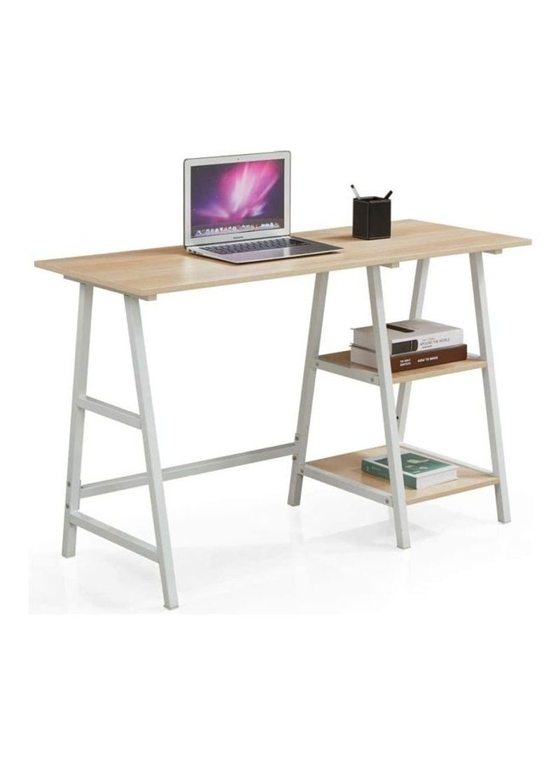 Computer Desk Workstation Study Gaming Table For Home And Office Brown/Grey 74 x 120 x 60cm