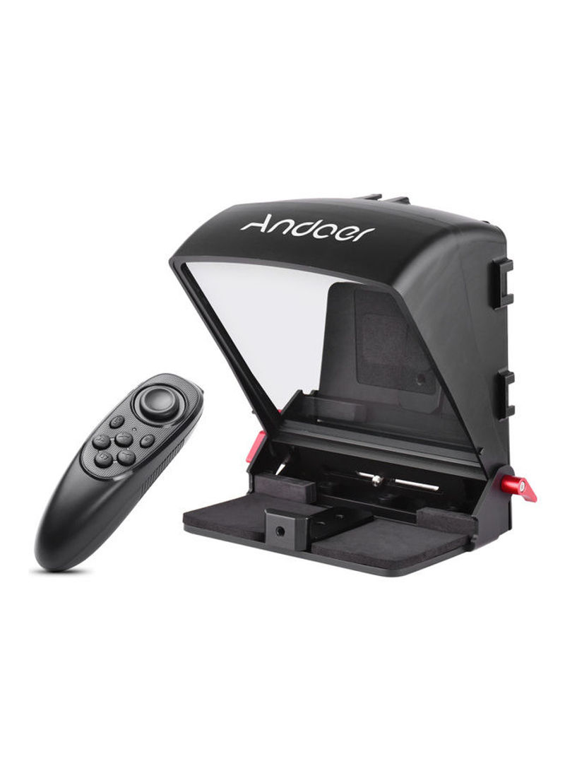 Portable Remote Control Teleprompter Set For Video Recording and Live Streaming Black