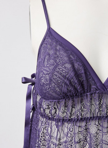 Lace Detail Lingerie Set Purple