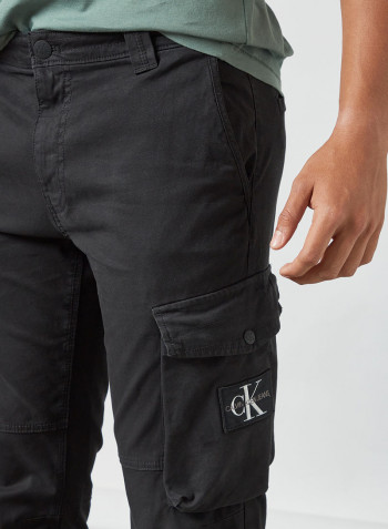 Skinny Washed Cargo Pants Black