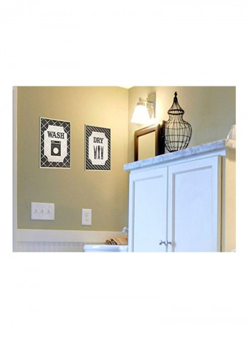 2-Piece Wash And Dry Laundry Duo Bathroom Wall Plaque Black/White 10x0.5x15inch