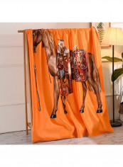 Battle Steed Pattern Comfy Blanket Cotton Multicolour 150x200centimeter