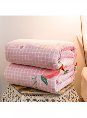Cartoon Pattern Thickened Bed Blanket Cotton Pink 200x230centimeter