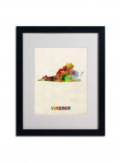Virginia Map Framed Wall Art Multicolour 16 x 20inch