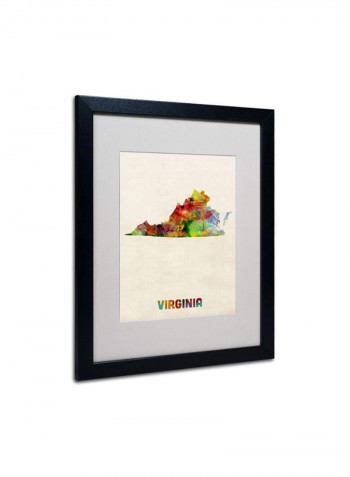 Virginia Map Framed Wall Art Multicolour 16 x 20inch