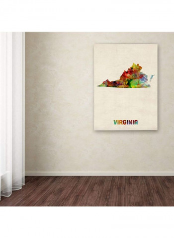 Virginia Map Framed Wall Art Multicolour 16 x 20inch