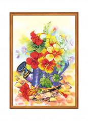 14-Piece Garden Watering Can Stamped Cross Stitch Kit Blue/Yellow/Red reviews 14-Piece Garden Watering Can Stamped Cross Stitch Kit Blue/Yellow/Red