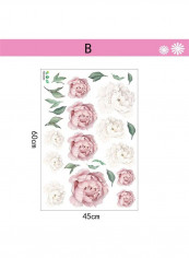 3D Rose Peony Wall Sticker Multicolour 45 x 60cm