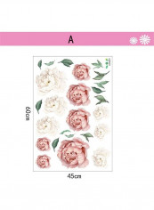 3D Rose Peony Wall Sticker Multicolour 60 x 90cm