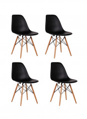 4-Piece Dining Chair Set Black/Beige
