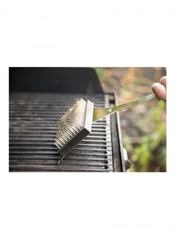 Grill Brush With Replaceable Bristle Silver/Brown 17x6x3.25inch
