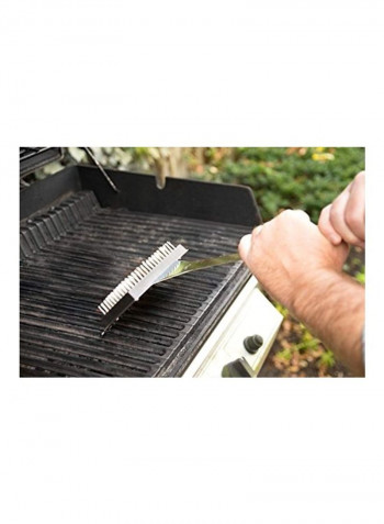 Grill Brush With Replaceable Bristle Silver/Brown 17x6x3.25inch