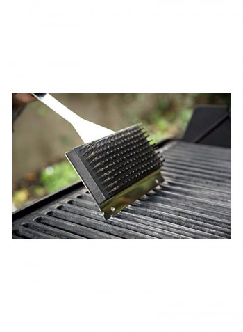 Grill Brush With Replaceable Bristle Silver/Brown 17x6x3.25inch