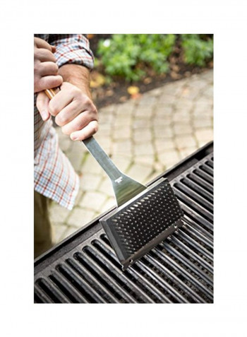 Grill Brush With Replaceable Bristle Silver/Brown 17x6x3.25inch